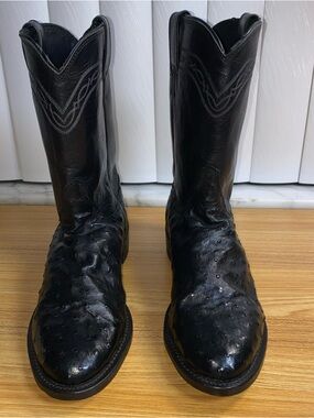 Justin Woman’s Black 8 1/2 D Western Quill Ostrich Cowboy Boots
